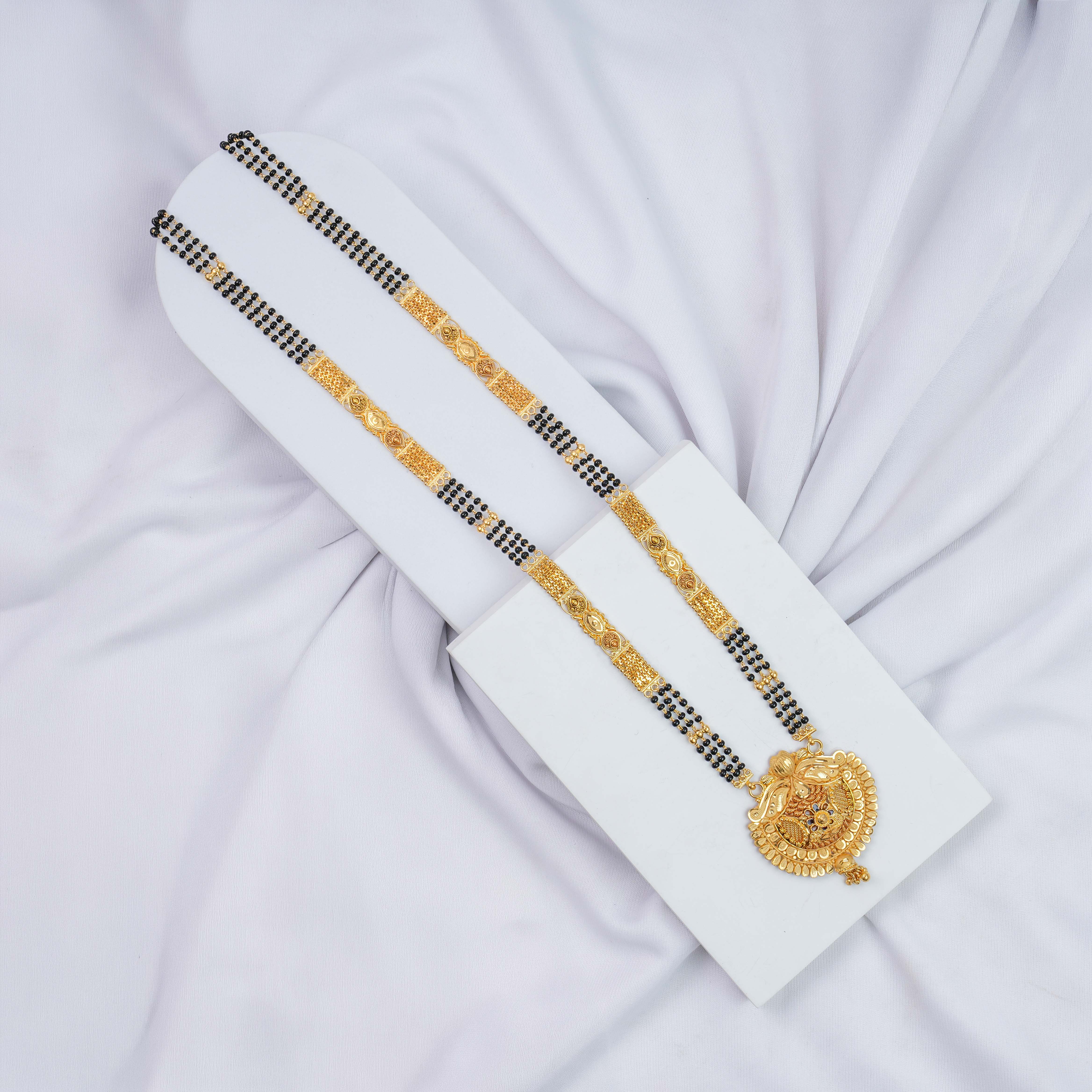 Floral Round Pendant 24K Gold Plated Mangalsutra | Traditional Design ...