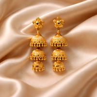 Triple Layer Floral Jhumka Drop Earrings