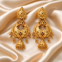 Royal Crescent Floral Designer Drop Earrings