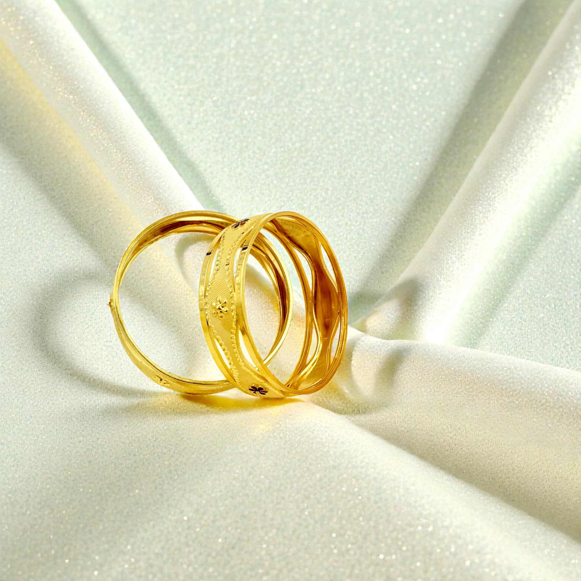 Elegant Floral Wave 24K Gold-Plated Women’s Bangles Set – SAI HANDA BANGLES