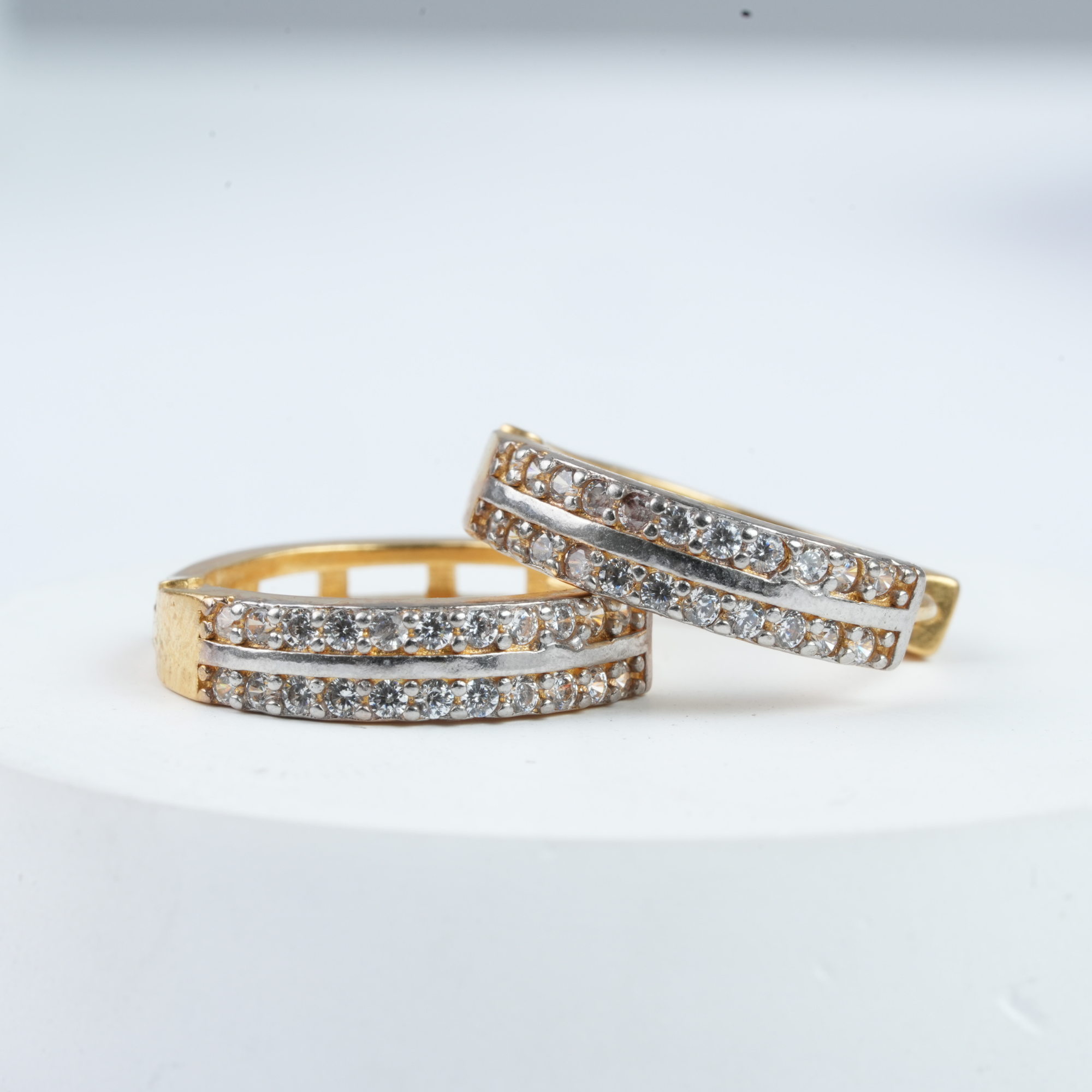 24K Gold Plated Double Line AD Hoop Earrings – SAI HANDA BANGLES