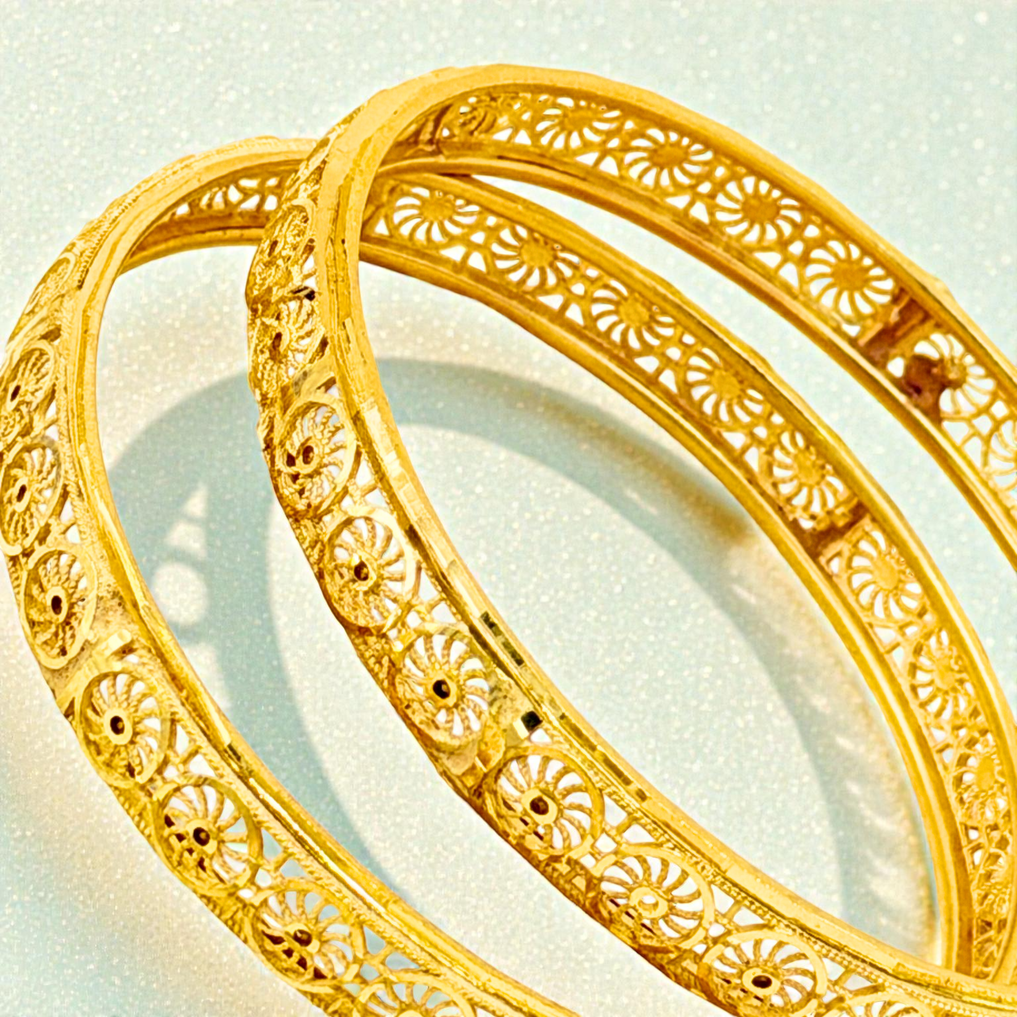 Delicate Floral Filigree 24K Gold-Plated Women’s Bangles Set – SAI ...
