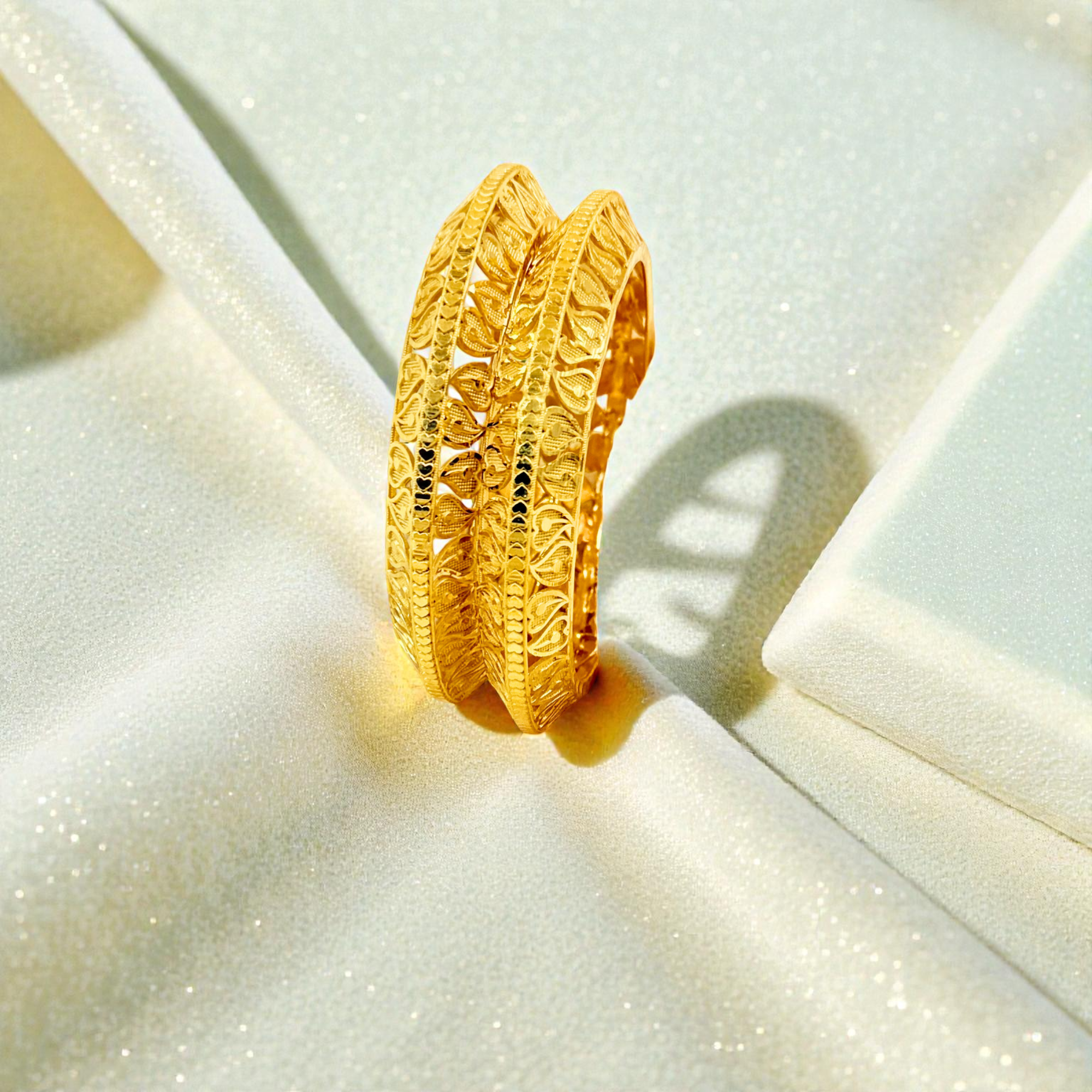 Royal Leaf Filigree 24K Gold-Plated Women’s Bangles Set – SAI HANDA BANGLES
