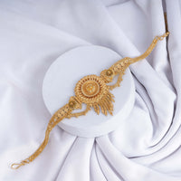 24K Gold Plated Traditional Bajuband with Round Motif & Hanging Detailing