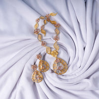 24K Gold Plated Designer Pendant Set | Elegant Floral Necklace with Statement Pendant