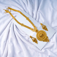 24K Gold Plated Designer Long Set | Elegant Statement Pendant Long Haar