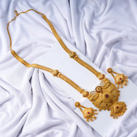 24K Gold Plated Designer Long Set | Royal Temple Style Long Haar Jewellery