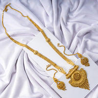 24K Gold Plated Designer Long Set | Elegant Royal Pendant Long Haar