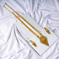 24K Gold Plated Designer Long Set| Elegant Antique Style Pendant Long Haar