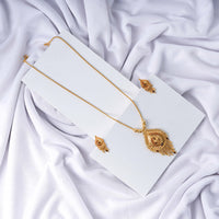 24K Gold Plated Elegant Kanthi Pendant Necklace Set with Earrings