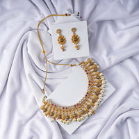 24K Gold Plated Designer Necklace Set | Heavy Collar Style Jewellery with Coin & Pearl Detailing