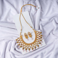 24K Gold Plated Designer Necklace Set | Elegant Heart Design Collar Style Jewellery