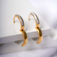 24K Gold Plated AD Studded Hoop Earrings