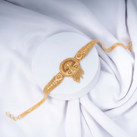 24K Gold Plated Elegant Bajuband with Detailed Center Motif